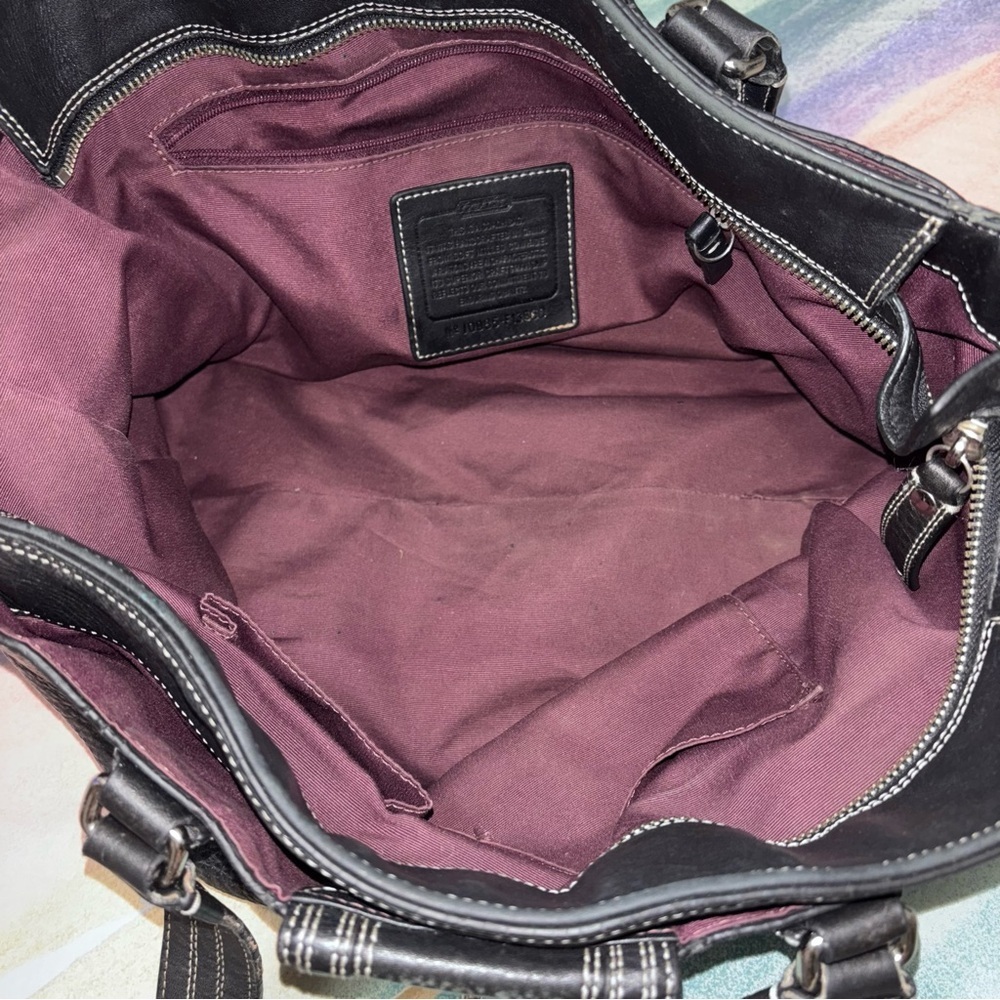 Coach Hampton Turn Lock Black Pebbled Leather Satchel - Picture 6 of 11